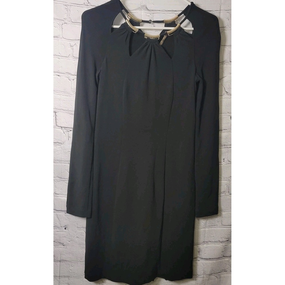 Roberto Cavalli Dress Womens 42 Black‎ Long Sleeve Cutout Sheath Italy Party